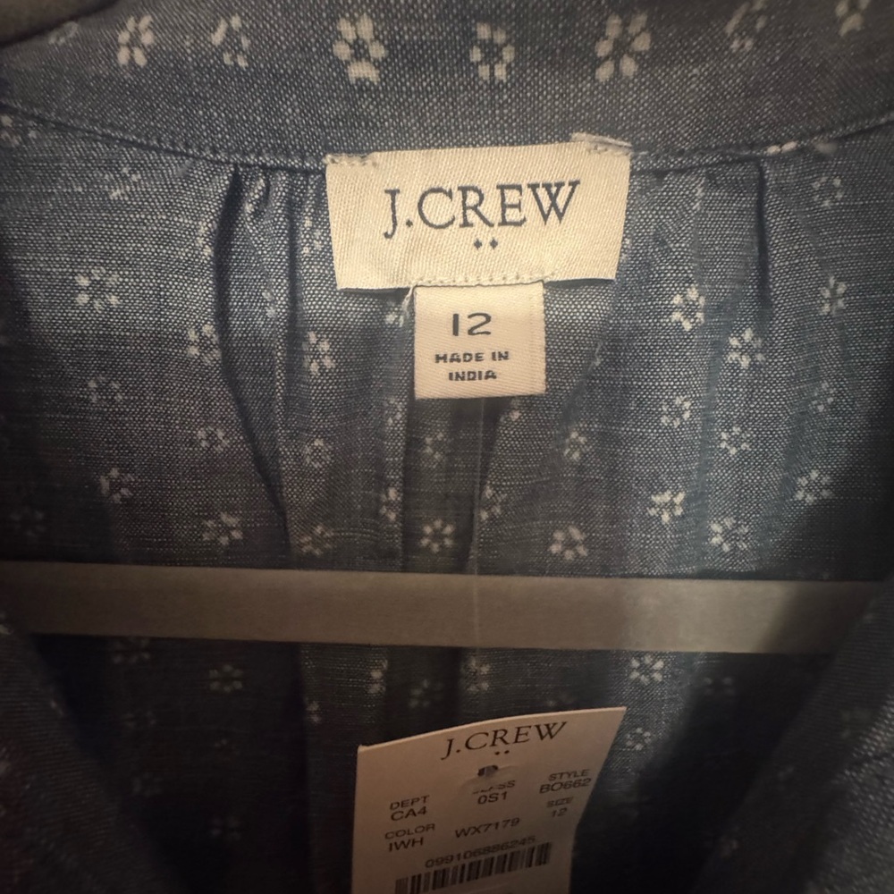 J. Crew Light Blue Chambray Dress with White Ditsy Print - Picture 2 of 7
